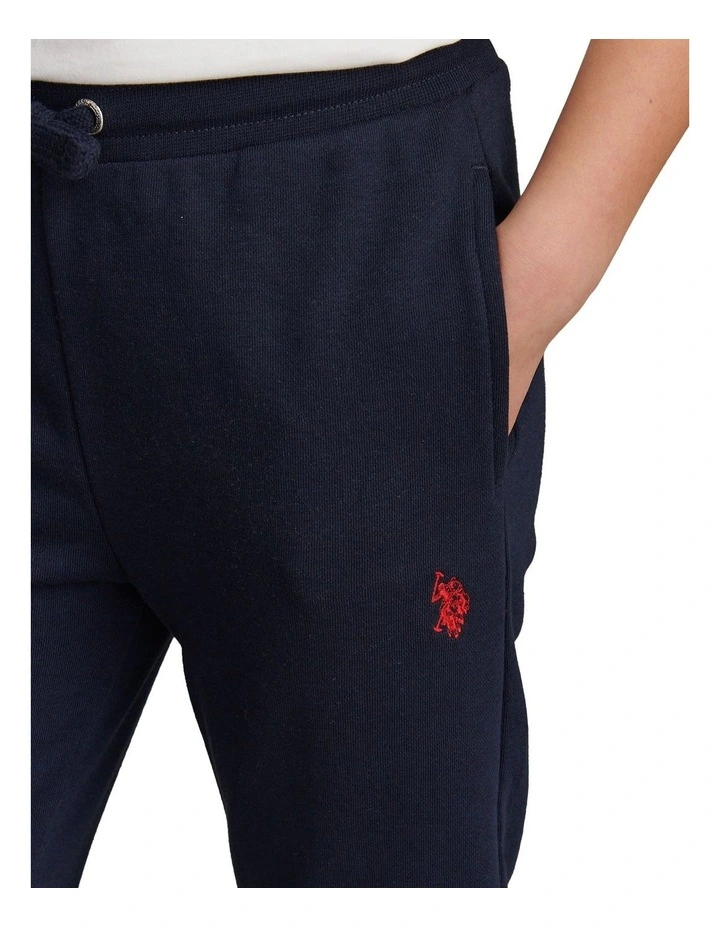 Boys Double Horsemen Straight Leg Jogger in Dark Sapphire Navy / Haute Red DHM image 2