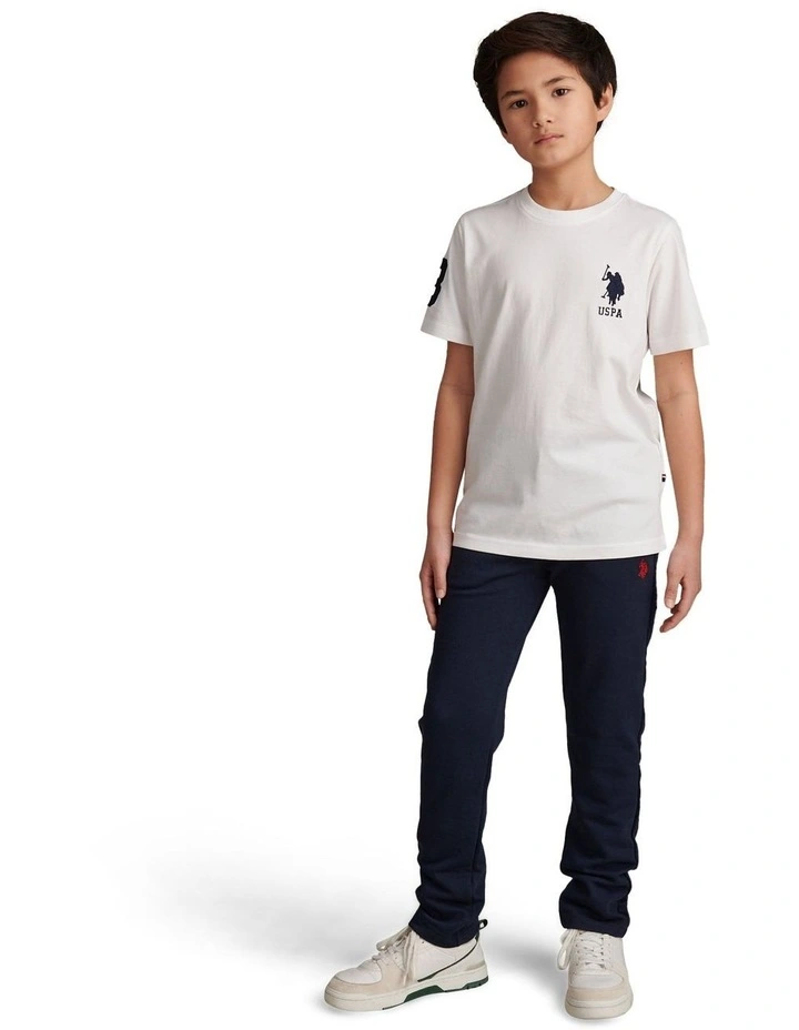 Boys Double Horsemen Straight Leg Jogger in Dark Sapphire Navy / Haute Red DHM image 3