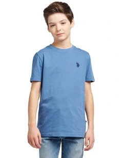 Boys Texture Double Horsemen T-Shirt Blue Horizon