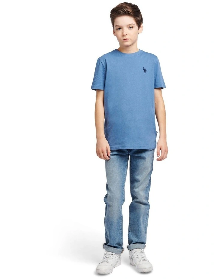 Boys Texture Double Horsemen T-Shirt Blue Horizon image 3