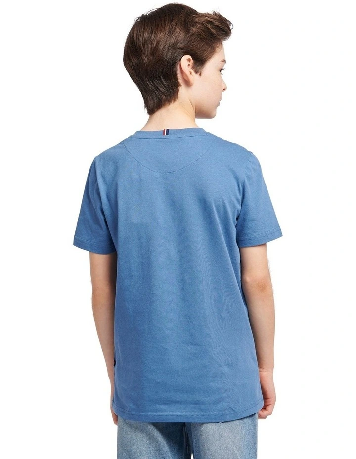 Boys Texture Double Horsemen T-Shirt Blue Horizon image 4