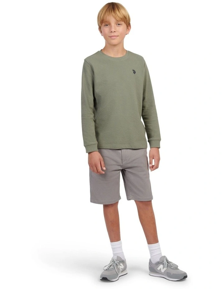 Boys Flat Pile Long Sleeve T-Shirt in Mulled Basil image 3