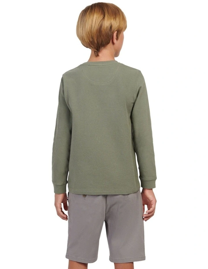 Boys Flat Pile Long Sleeve T-Shirt in Mulled Basil image 4