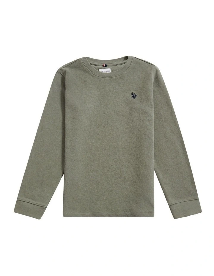 Boys Flat Pile Long Sleeve T-Shirt in Mulled Basil image 5