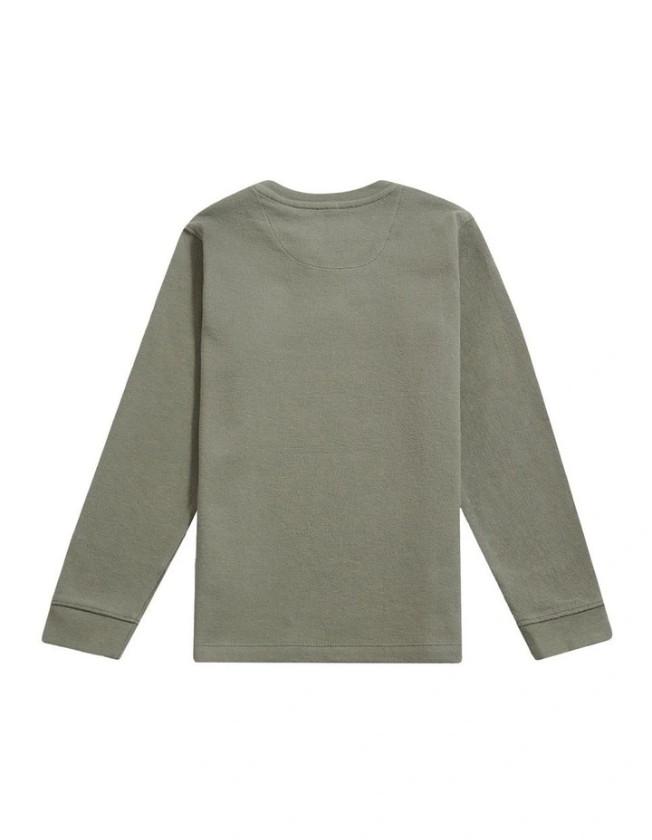 Boys Flat Pile Long Sleeve T-Shirt in Mulled Basil image 6