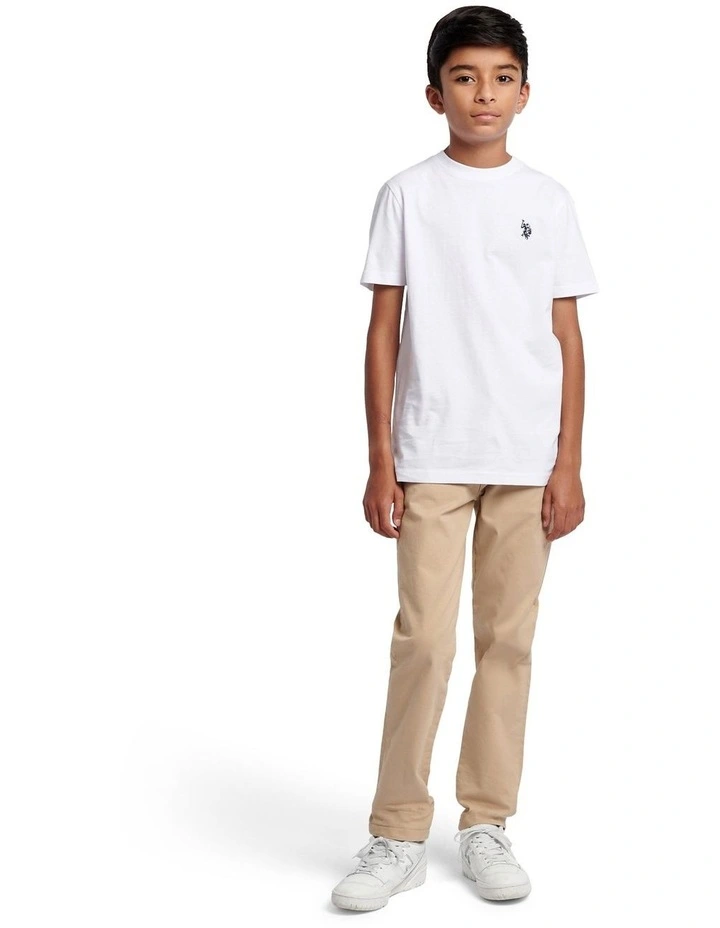 Boys Texture Double Horsemen T-Shirt White / Dark Sapphire Navy DHM image 3