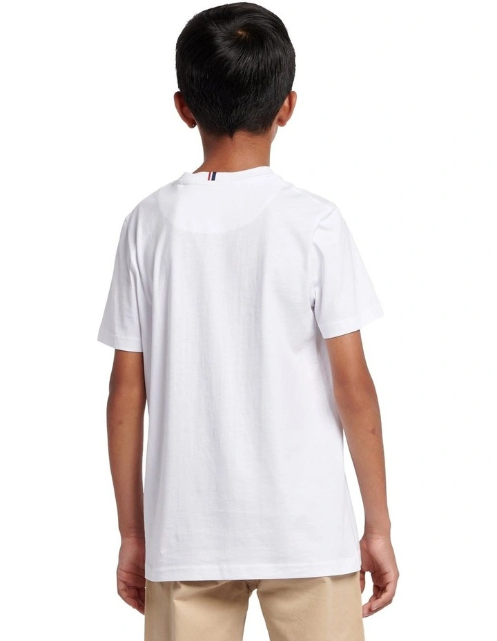Boys Texture Double Horsemen T-Shirt White / Dark Sapphire Navy DHM image 4