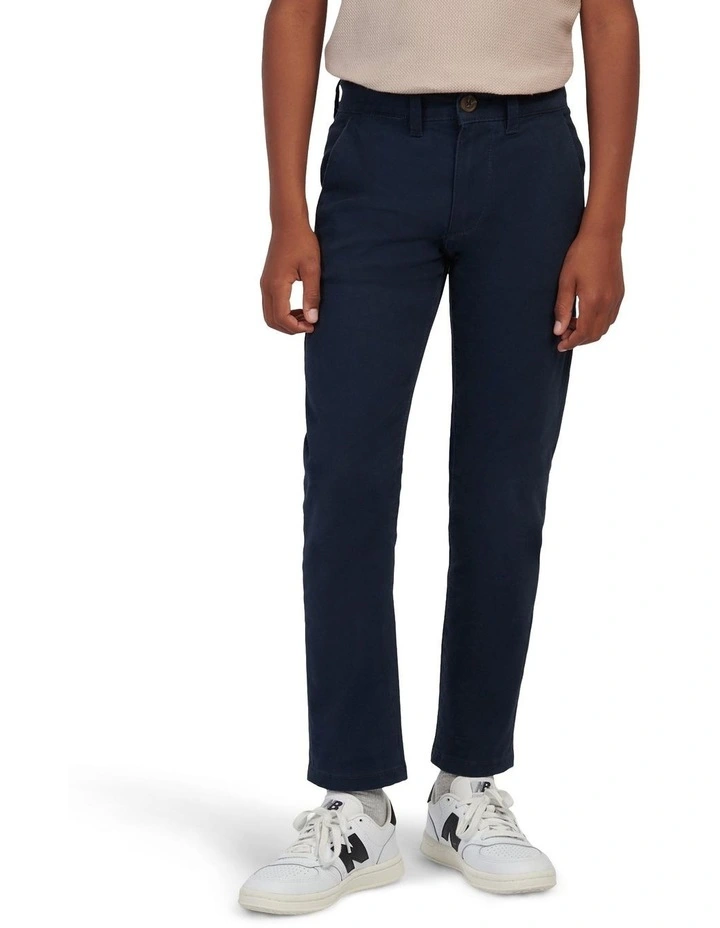 Boys Classic Chino in Dark Sapphire Navy / Haute Red DHM image 1