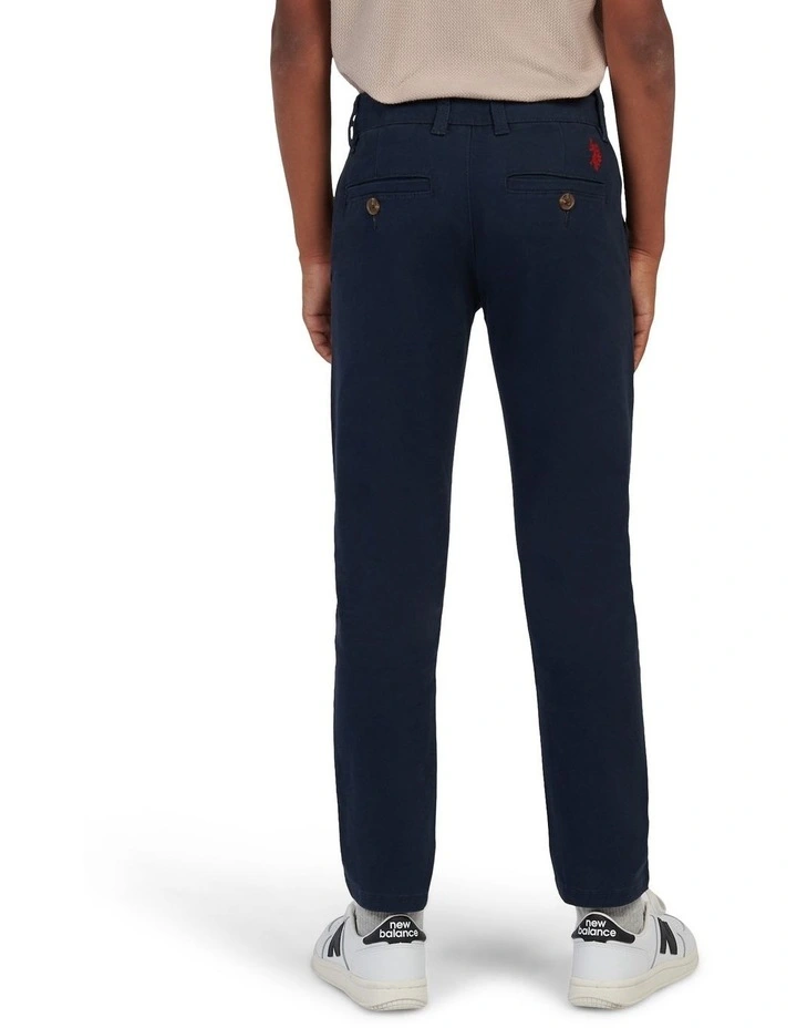 Boys Classic Chino in Dark Sapphire Navy / Haute Red DHM image 4