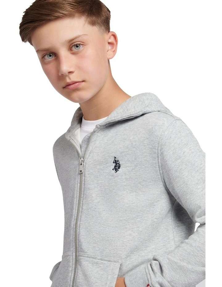 Boys Double Horsemen Zip Hoodie Mid Grey Marl image 2