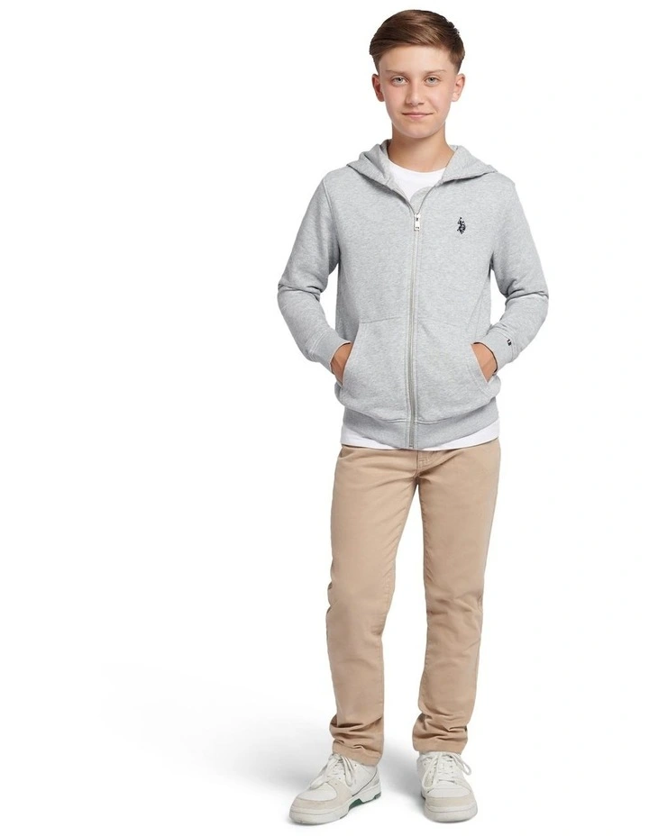 Boys Double Horsemen Zip Hoodie Mid Grey Marl image 3