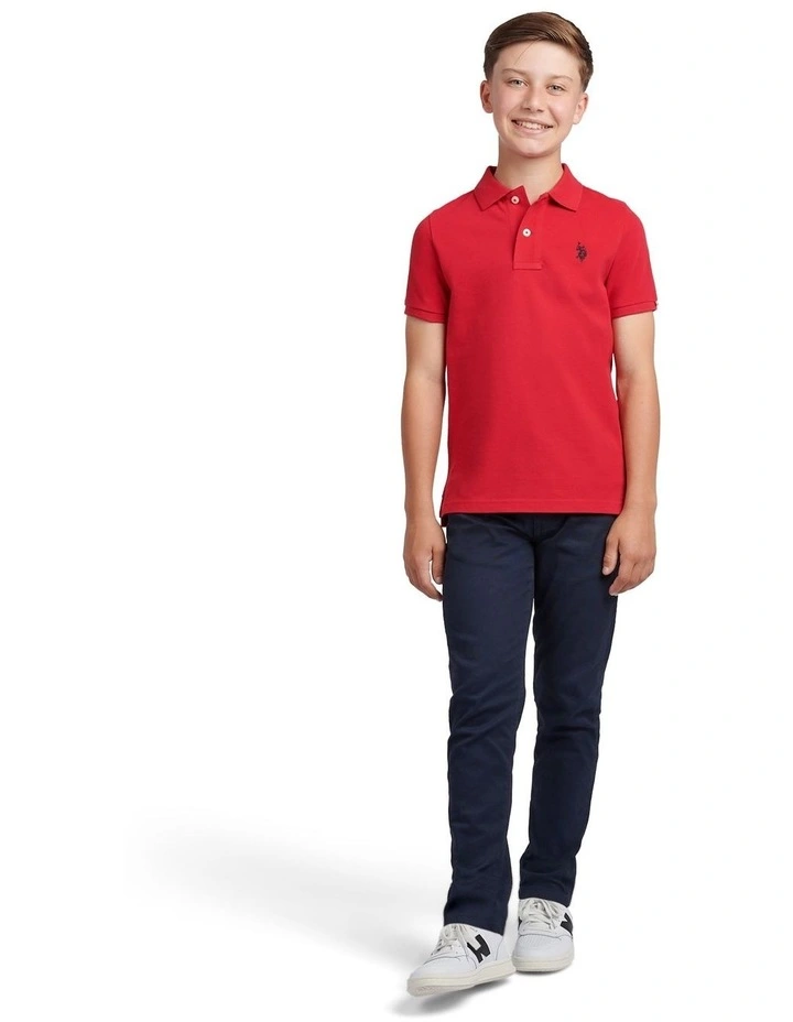 Boys Double Horsemen Polo Shirt in Haute Red image 3