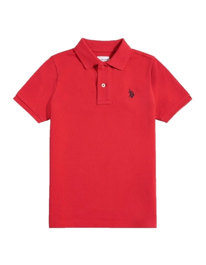 Boys Double Horsemen Polo Shirt in Haute Red image 5