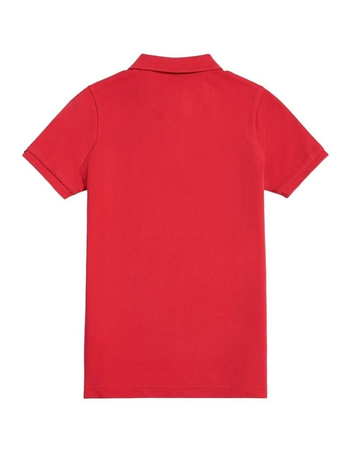 Boys Double Horsemen Polo Shirt in Haute Red image 6