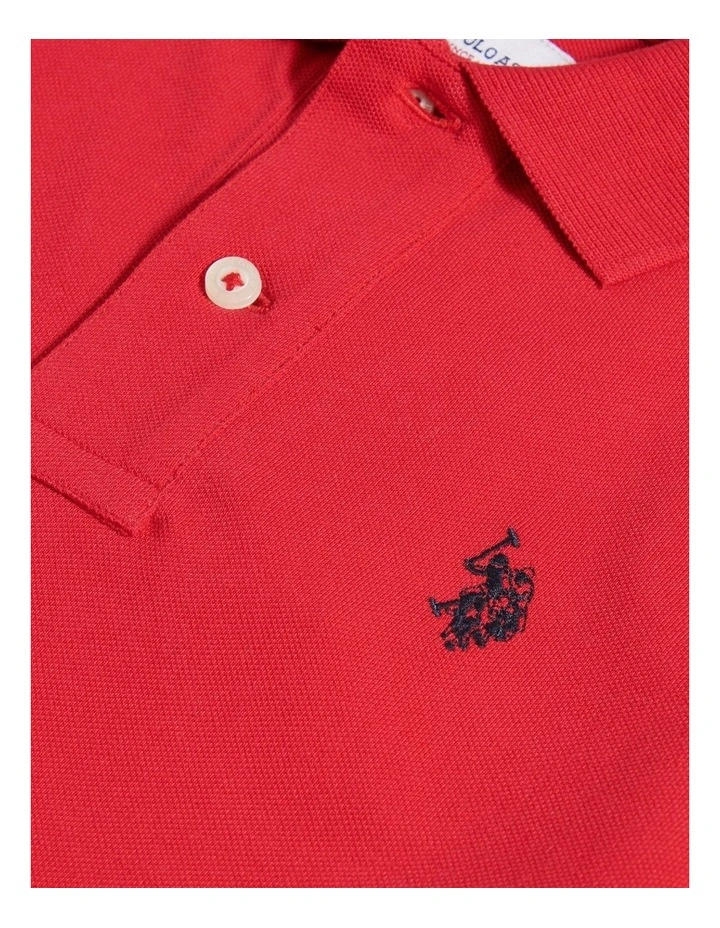 Boys Double Horsemen Polo Shirt in Haute Red image 7