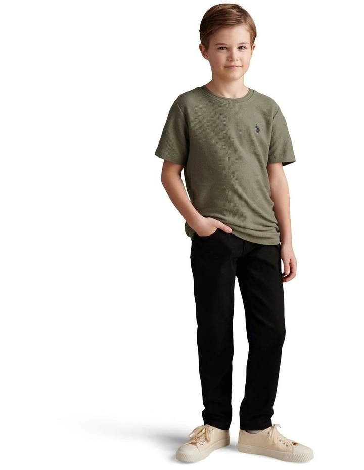 Boys Bedford Cord 5 Pocket Trouser in Black image 3