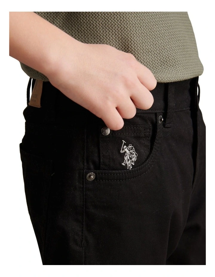 Boys Bedford Cord 5 Pocket Trouser in Black image 5