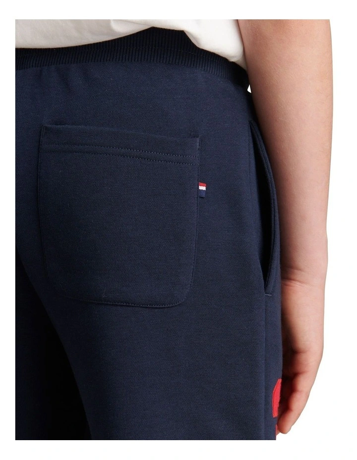 Player 3 Sweat Short in Dark Sapphire Navy / Haute Red DHM image 6