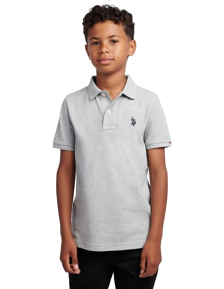 Boys Double Horsemen Polo Shirt Mid Grey Marl image 1