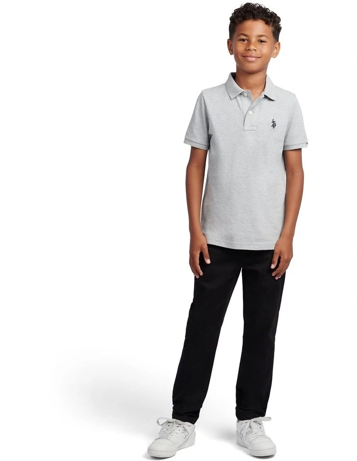 Boys Double Horsemen Polo Shirt Mid Grey Marl image 3