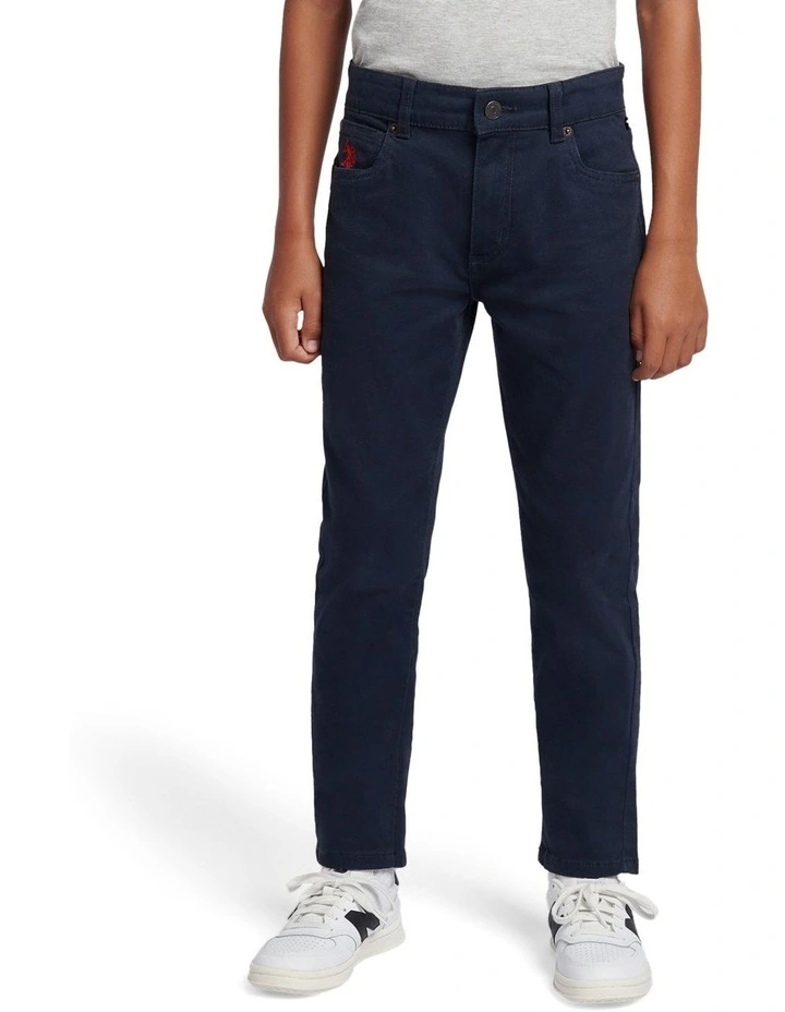 Boys Core 5 Pocket Trouser in Dark Sapphire Navy / Haute Red DHM image 1