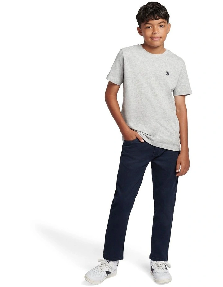Boys Core 5 Pocket Trouser in Dark Sapphire Navy / Haute Red DHM image 3