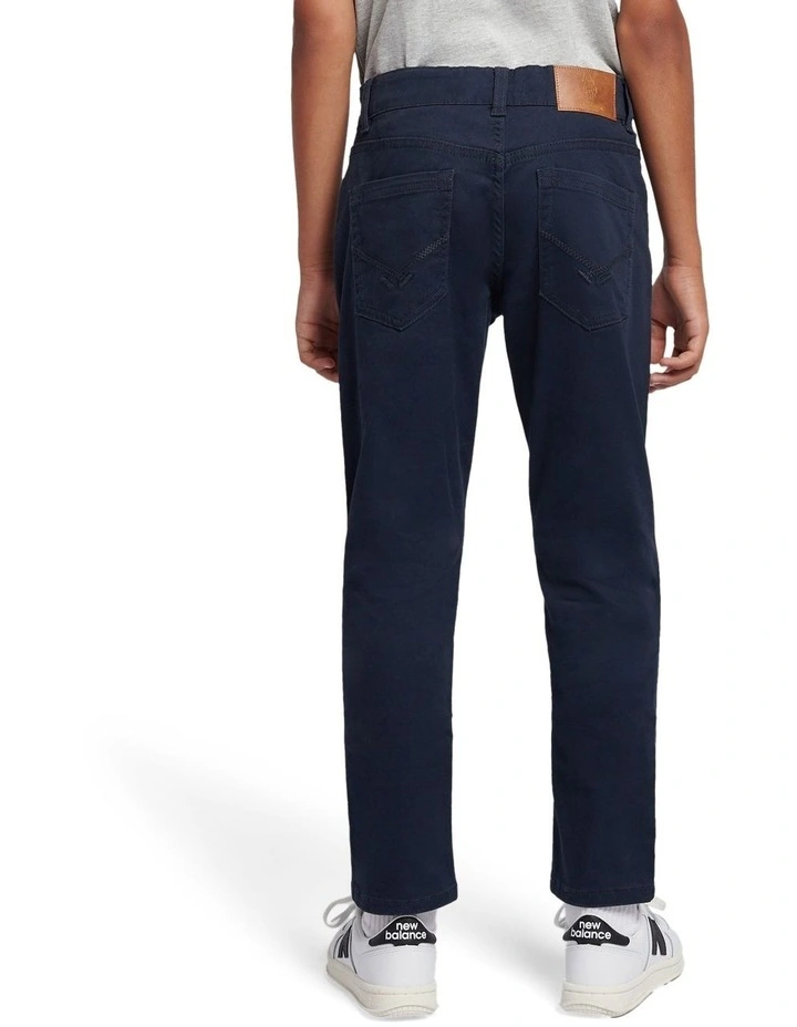 Boys Core 5 Pocket Trouser in Dark Sapphire Navy / Haute Red DHM image 4