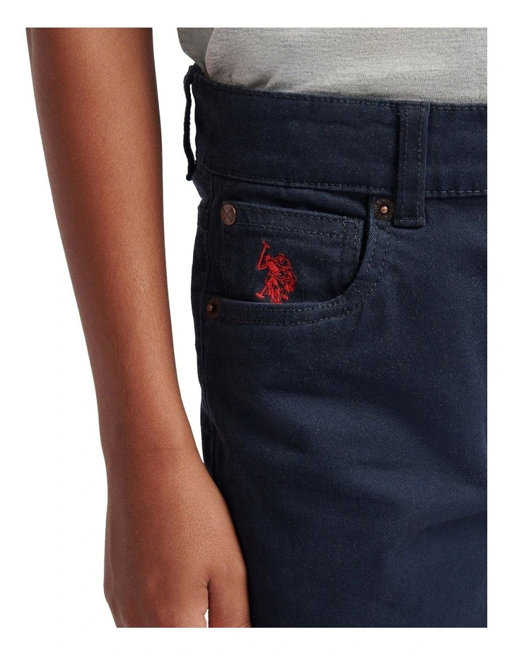 Boys Core 5 Pocket Trouser in Dark Sapphire Navy / Haute Red DHM image 5
