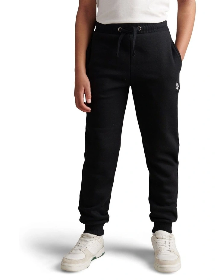Boys Double Horsemen Loopback Jogger Black Bright White DHM image 1