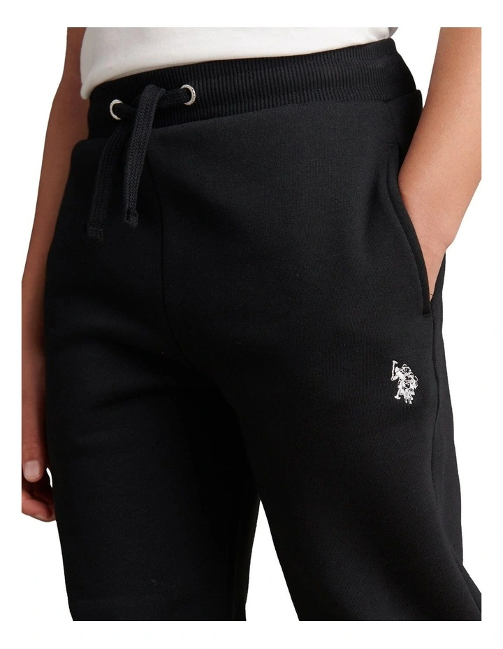 Boys Double Horsemen Loopback Jogger Black Bright White DHM image 2