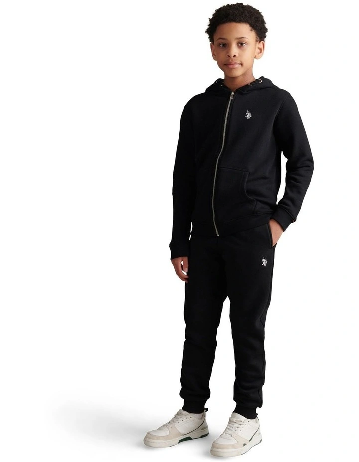 Boys Double Horsemen Loopback Jogger Black Bright White DHM image 3