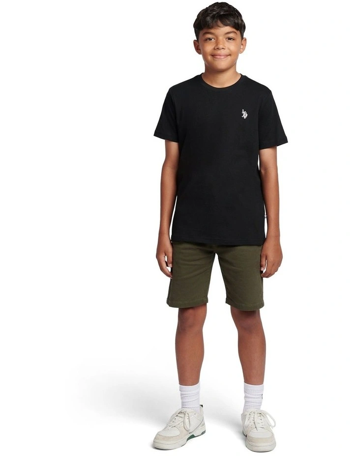 Boys Texture Double Horsemen T-Shirt Black Bright White DHM image 3
