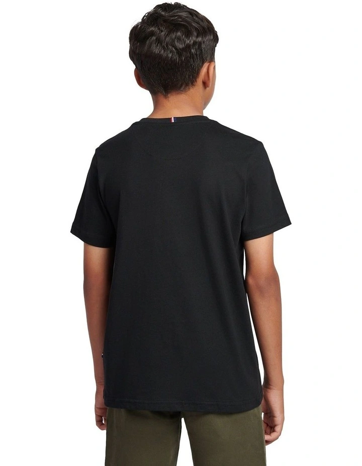 Boys Texture Double Horsemen T-Shirt Black Bright White DHM image 4