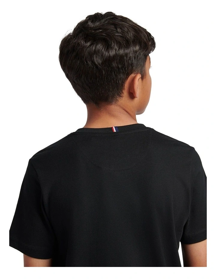 Boys Texture Double Horsemen T-Shirt Black Bright White DHM image 5