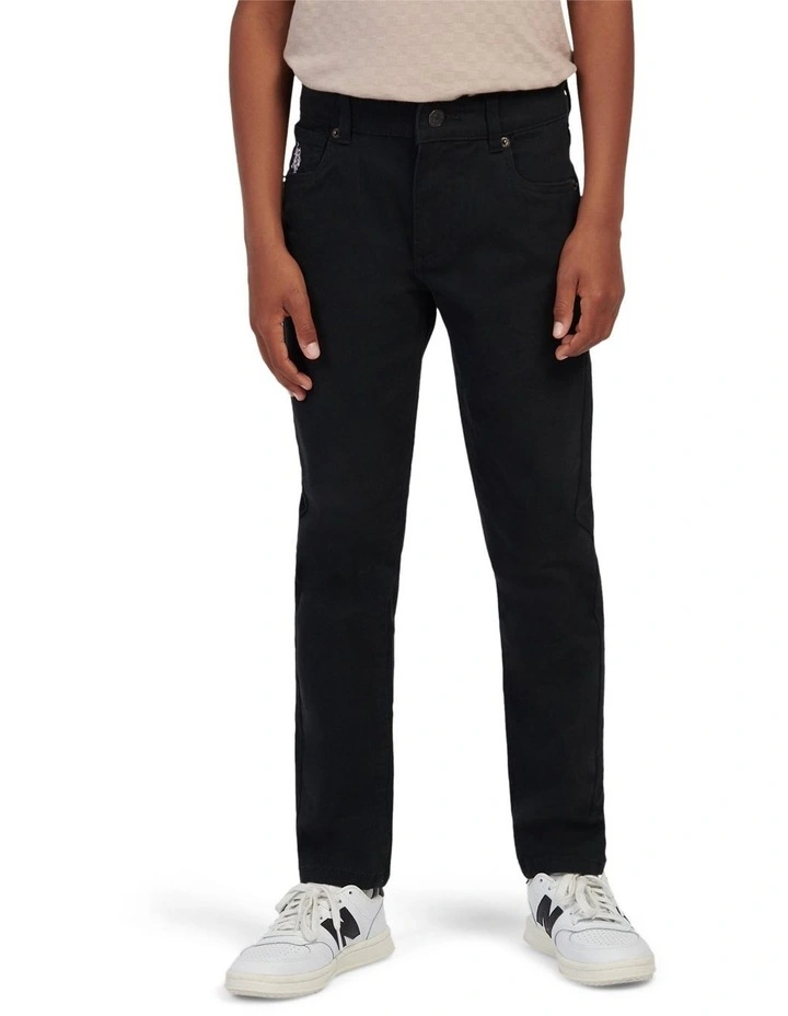 Boys Core 5 Pocket Trouser in Black Bright White DHM image 1