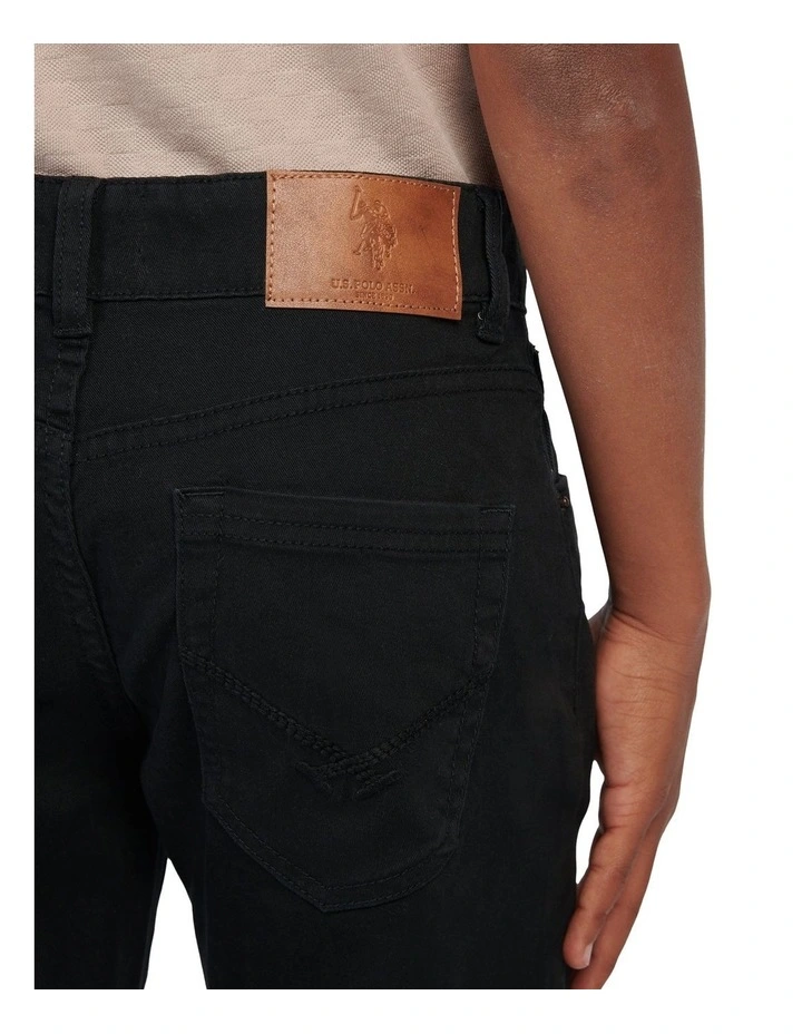 Boys Core 5 Pocket Trouser in Black Bright White DHM image 2