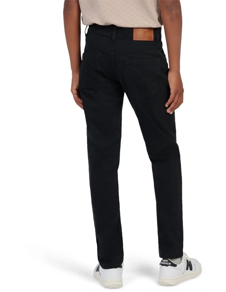 Boys Core 5 Pocket Trouser in Black Bright White DHM image 4