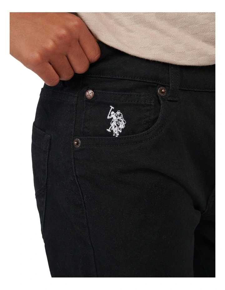 Boys Core 5 Pocket Trouser in Black Bright White DHM image 5