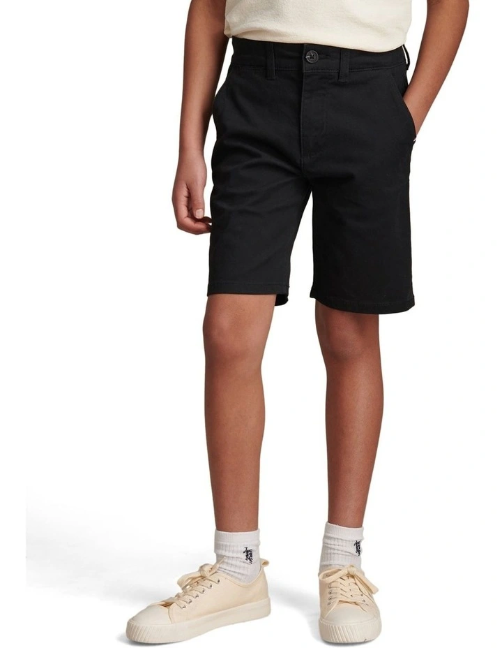 Boys Classic Chino Short Black Bright White DHM image 1
