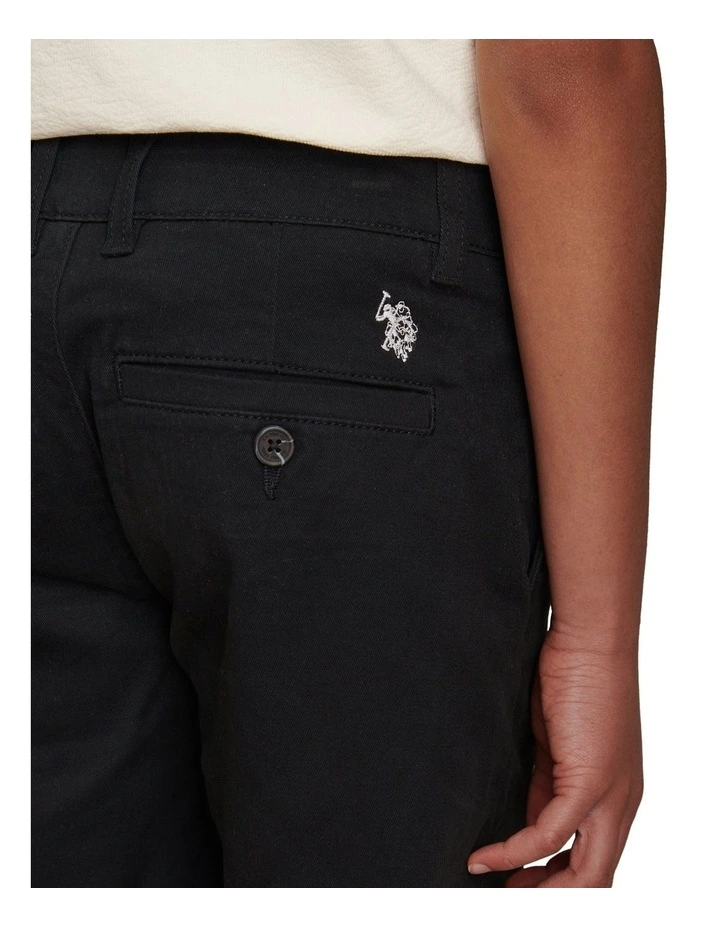 Boys Classic Chino Short Black Bright White DHM image 2