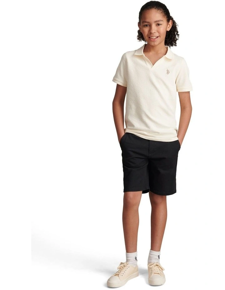 Boys Classic Chino Short Black Bright White DHM image 3