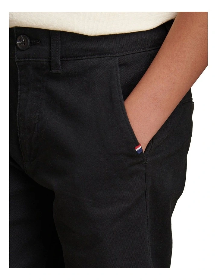 Boys Classic Chino Short Black Bright White DHM image 5
