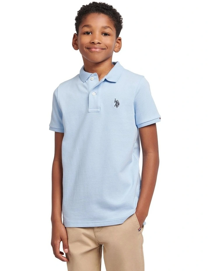 Boys Double Horsemen Polo Shirt in Chambray Blue image 1