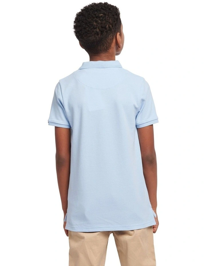 Boys Double Horsemen Polo Shirt in Chambray Blue image 4