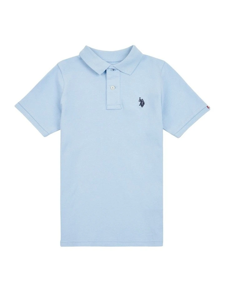 Boys Double Horsemen Polo Shirt in Chambray Blue image 5