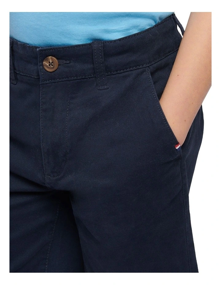 Boys Classic Chino Short Dark Sapphire Navy / Haute Red DHM image 5