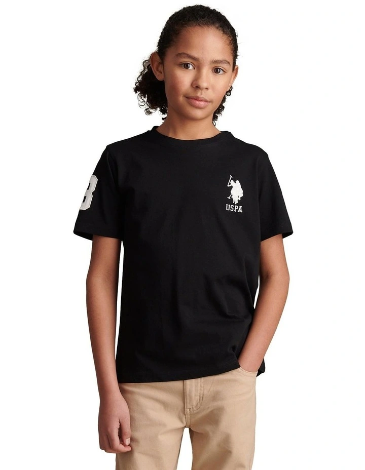 Boys Player 3 T-Shirt Black Bright White DHM image 1