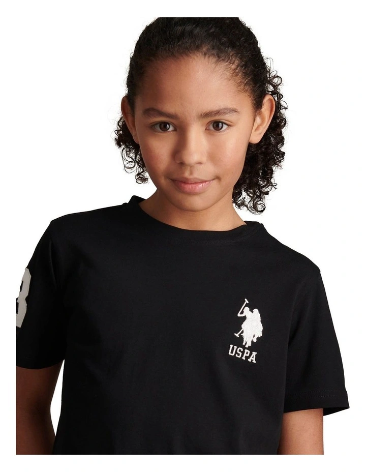 Boys Player 3 T-Shirt Black Bright White DHM image 2