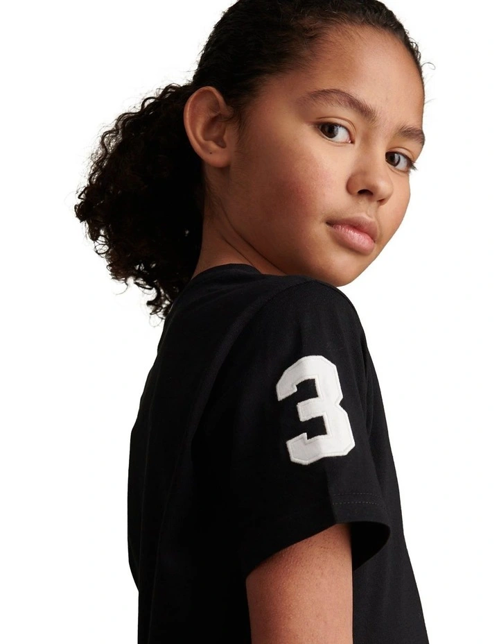 Boys Player 3 T-Shirt Black Bright White DHM image 5