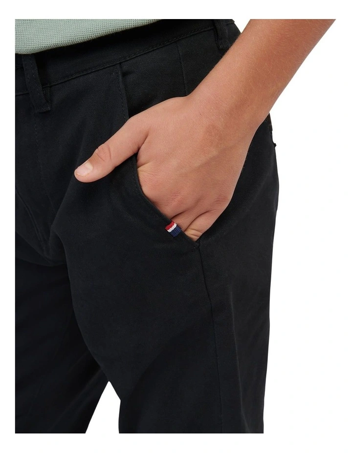 Boys Classic Chino in Black Bright White DHM image 5
